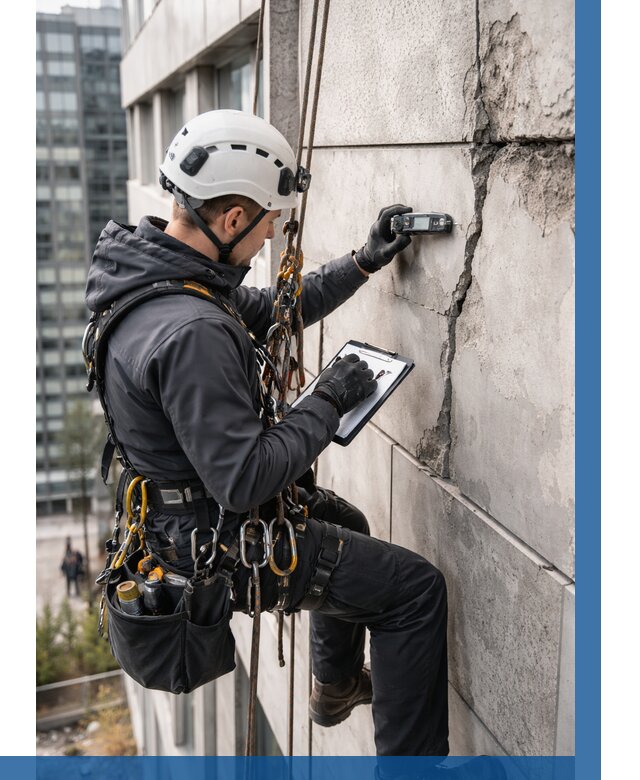 Обследование фасада альпинистами в Калуге от 121 р. | ВЫСОТНИК-Клг