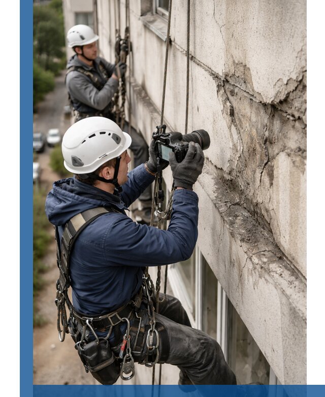 Фотофиксация дефектов фасада с высотной съемкой в Калуге