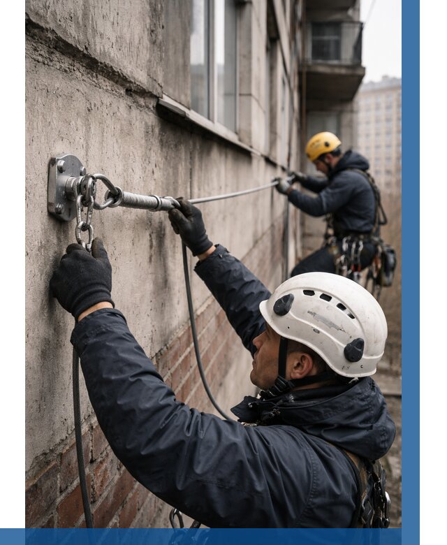 Монтаж анкерных линий в Калуге от 3034 р. | ВЫСОТНИК-Клг