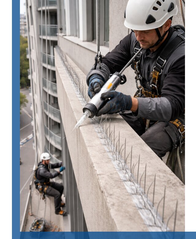 Установка шипов от птиц на фасадах и кровлях в Калуге